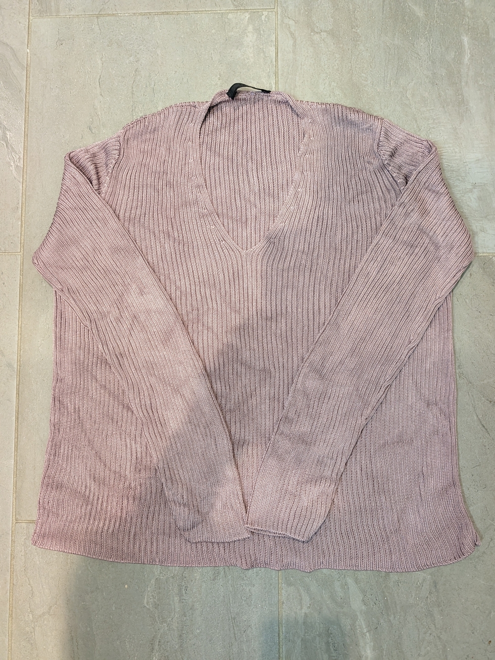 Prada Ribbed V-Neck Silk Sweater